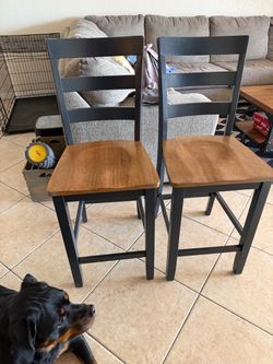 Set of 2 Bar Height Ladder Back Chairs