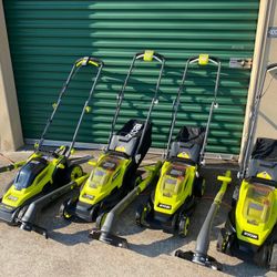 Ryobi 18v 16inch Mower W Weedeater Combo 