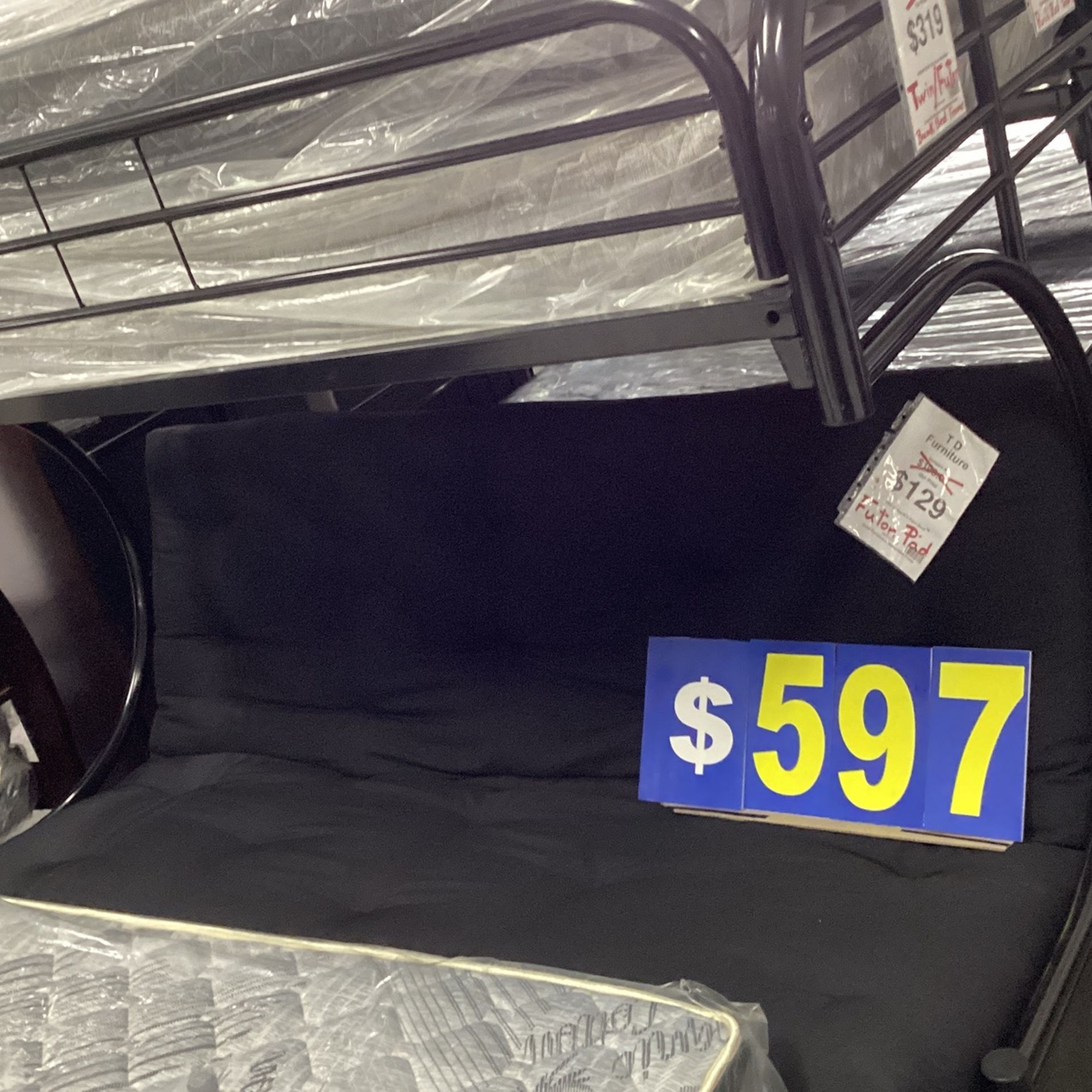 Black Twin/futon Bunk Bed With futon Pad,regular Mattress