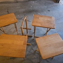 5 PC Wood Dinner Table Try Set 