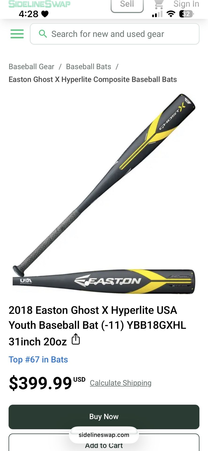 easton baseball bat