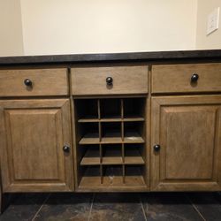 Solid Wood Bar / Buffet Cabinet with Stone Top