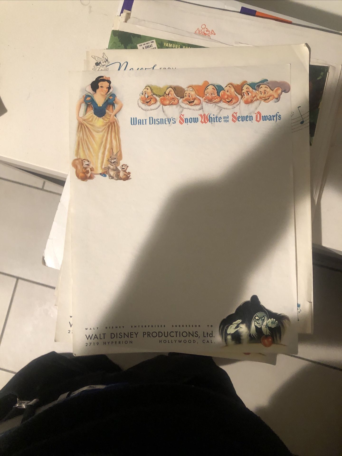 Disney Letterhead Ephemera Snow White Bambi Etc