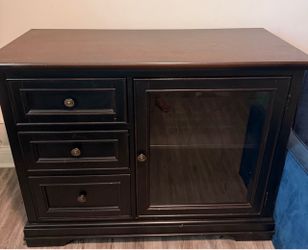 Solid Wood Mahogany Armoire + End Table — $55 for Both