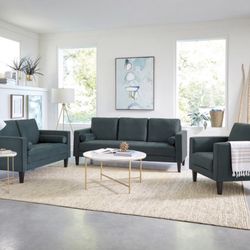 2-piece Cushion Back Upholstered Living Room Set Dark Teal Price	