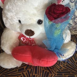 Teddy Bear With Crochet Rose 