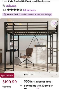 Twin size loft bed frame (METAL)