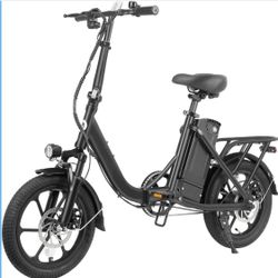 16" Folding Electric Bike, Max 28Miles Range(Pedal-Assist) & Speed 15.5Mph Power by Peak 500W, E-Bike with Removable Battery, Suspension & Adjustable