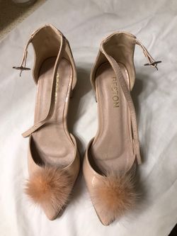 Baby pink block heel