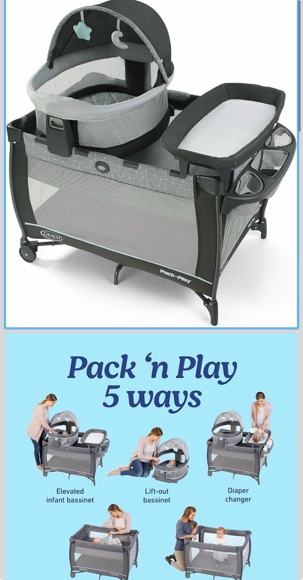 baby playard graco pack n play navy blue