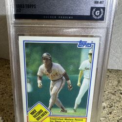 1983 Topps - Record Breaker Rickey Henderson #2 Slated NM Grade 8
