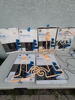 Lot Of 5 GE StayBright 80 LED Tape Light Hanging Candle 18 In (contact info removed) & 1-100Led all used all working.