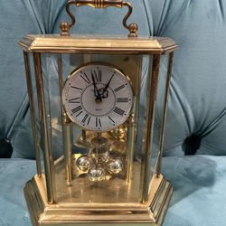 Vintage Bulova Germany Anniversary Carriage Style Brass Quartz Clock 88805-W993