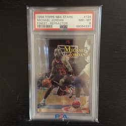 1996 Topps NBA Stars Michael Jordan (Finest-Atomic Refractor) #124 PSA 8 SSP