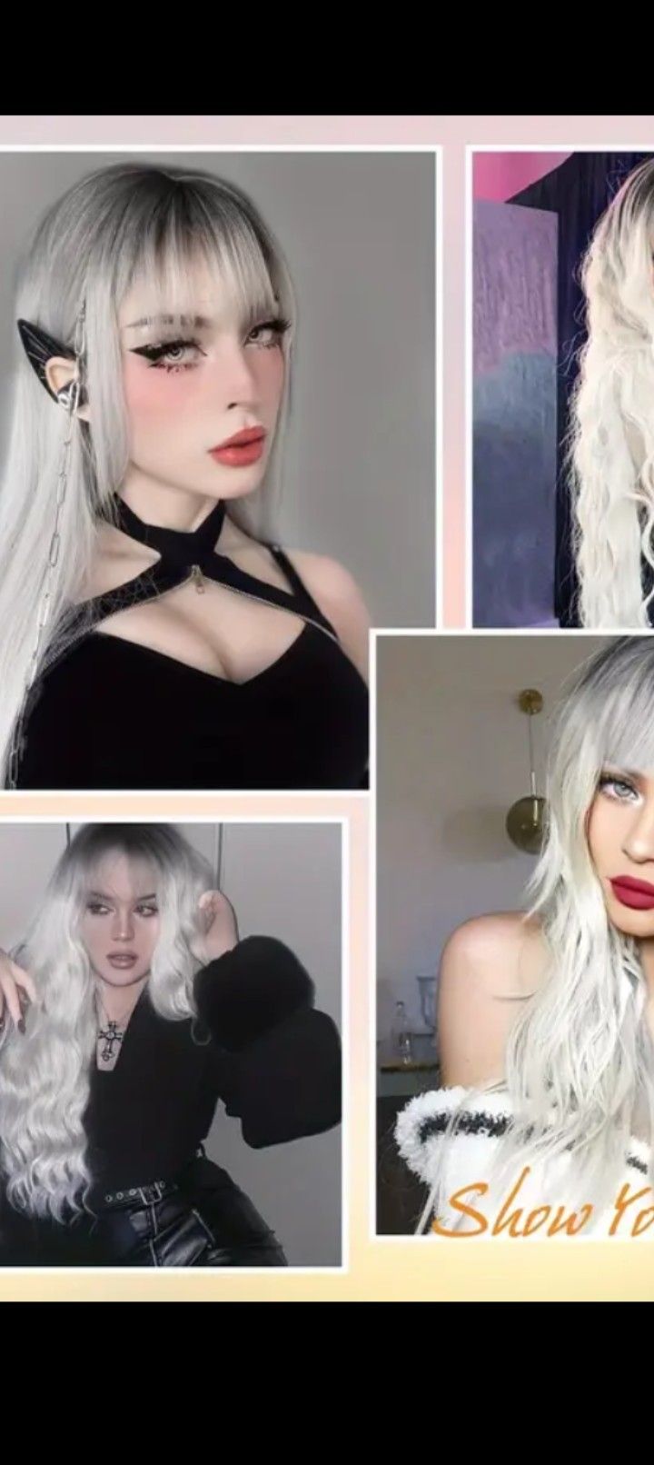 Blonde Bleach Grayish Wig New Synthetic Cap Or Pink