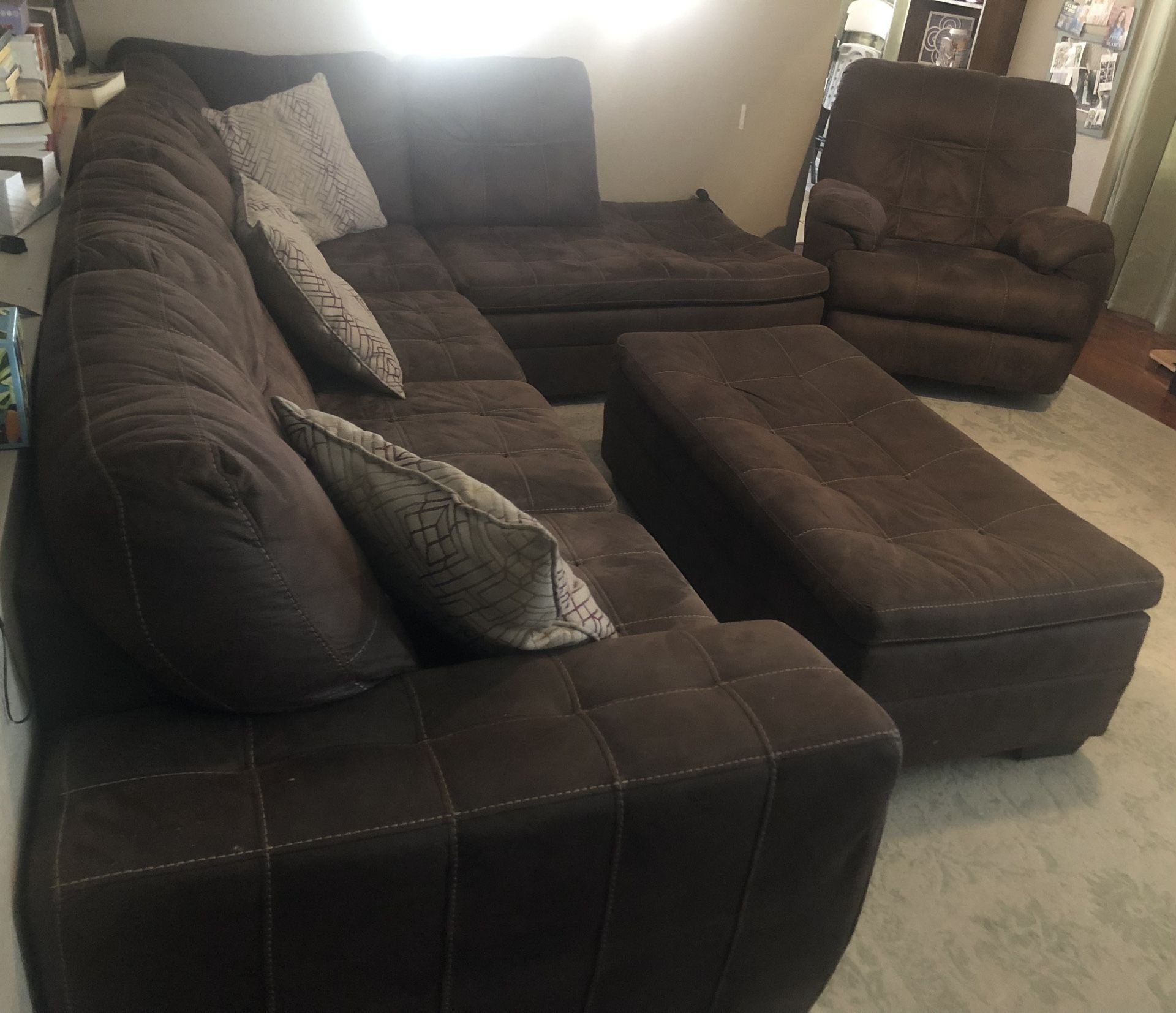 Sectional Couch, Ottoman, And Recliner
