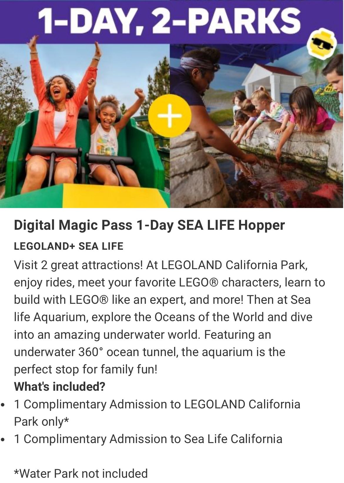 LEGOLAND California Admission + Sealife + Waterpark (1-day)