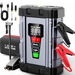Jump Starter with Air Compressor, 3000A Car Battery Jumper Starter Portable (8L Gas/6L Diesel),12V Jump Box Car Battery Jump Starter with Tire Inflato