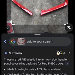 red ABS plastic interior front door handle panel cover trims designed for Ford F-150 trucks.  Made from high-quality ABS plastic material. Designed to