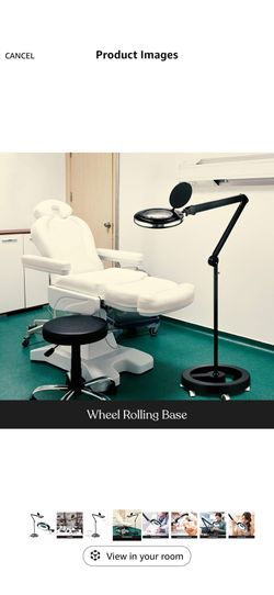 5X Salon Magnifying Glass Floor Lamp - 4 Wheel Rolling Base,Height Adjustable Gooseneck Standing Lighting Reading Magnifier Light for Professional Tas