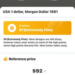 Near Perfect 1891 Morgan Silver Dollar 