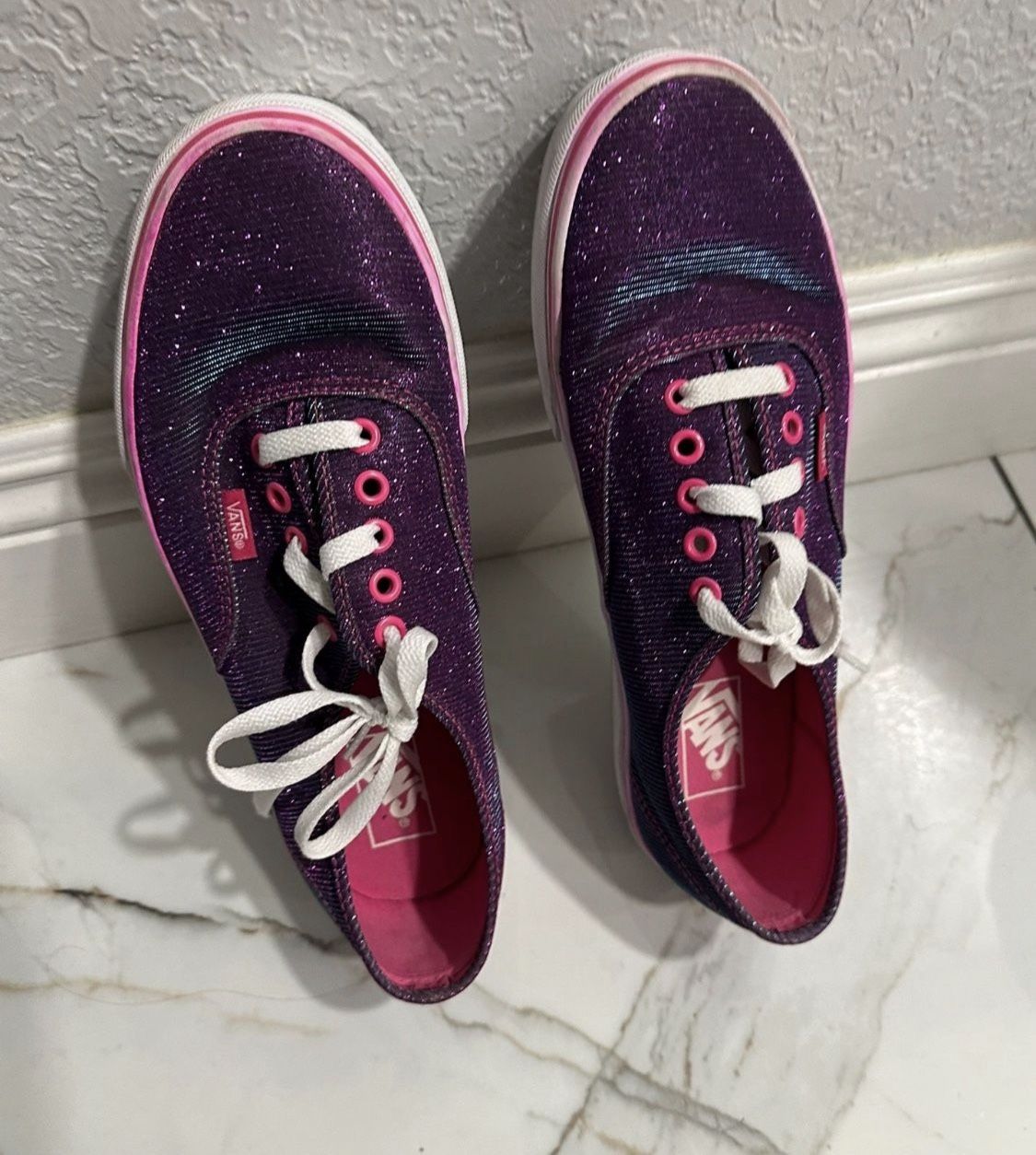 $25 Firm Vans Authentic Magenta Shimmer Womens Sz 11- Men’s 9”5 Purple Velve Sneakers