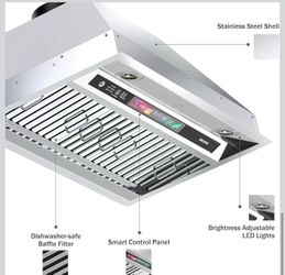 Hood, 900 CFM Built-in Kitchen Vent Hood with Voice