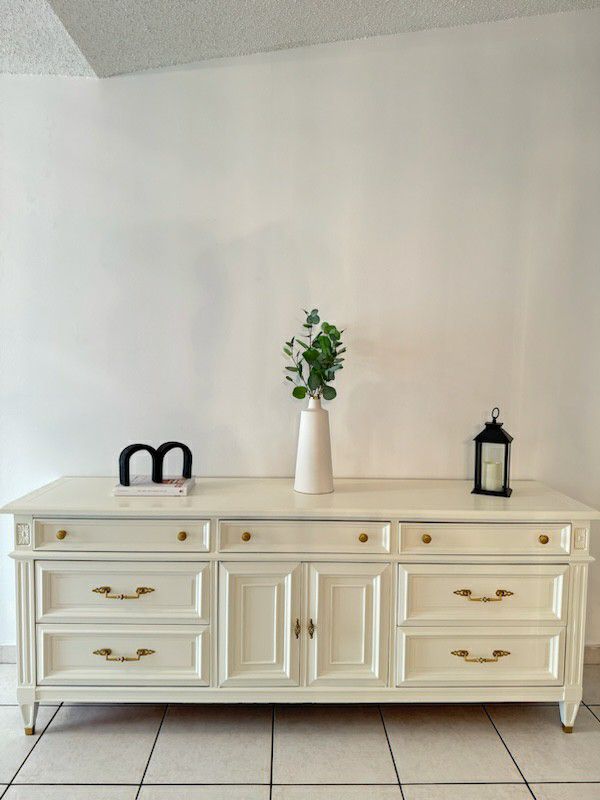 Solid Wood White Dresser | Credenza | Buffet | Console Table | Side Board | MCM