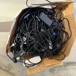Box Of Computer Cables Mixed