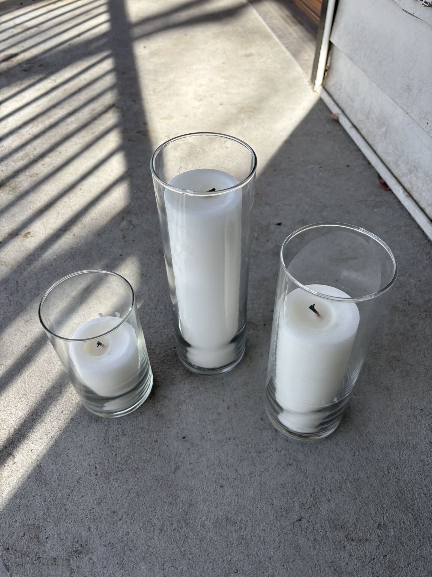 3 Candle Vases With Candles