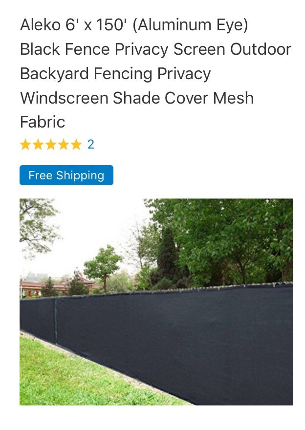 Aleko 6' x 150' (Aluminum Eye) Black Fence Privacy Screen Outdoor Backyard Fencing Privacy Windscreen Shade Cover Mesh Fabric: