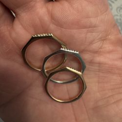 Pandora, OCTAGON, Tri Colored STACK Rings, sz 7.34, set of 3