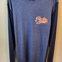 Ralph Lauren Mens Size Large 2 Tone Blue Thermal Longsleeve Polo Shirt. Excellent condition awesome color combination and design. Perfect muscle shirt