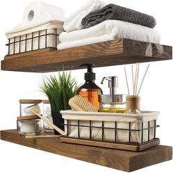 Floating Shelf 2-pack Brown Rustic 