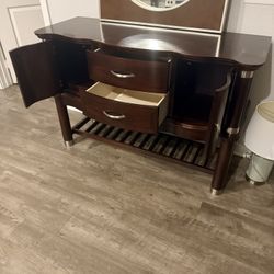 Solid Wood Buffet Table, TV Stand And Rug