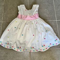 2T White Gymboree Dress w/small Flowers