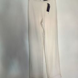 Ralph Lauren Collection Clean Club Pant Silk Trousers, White, Size 8, NWT, $450 Retail
