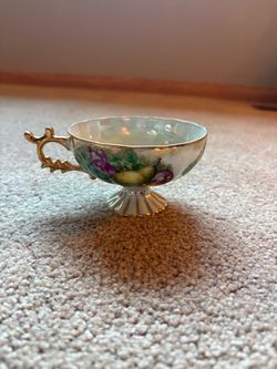 Vintage Fan Crest Fine China Japan Iridescent Fruit Teacup