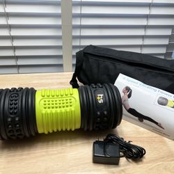 HealthSmart 4-Speed Vibrating Exercise Roller Foam–Deep Tissue Massage Muscle Recovery & Pain Relief for Full Body | Electric foam 