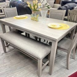 6PC Gray Dining Table Set