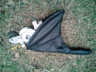 2004 BMW 325i hand brake handle with black leather cover.