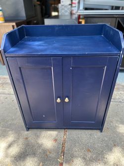 Navy Blue Wood Cabinet with Double Doors