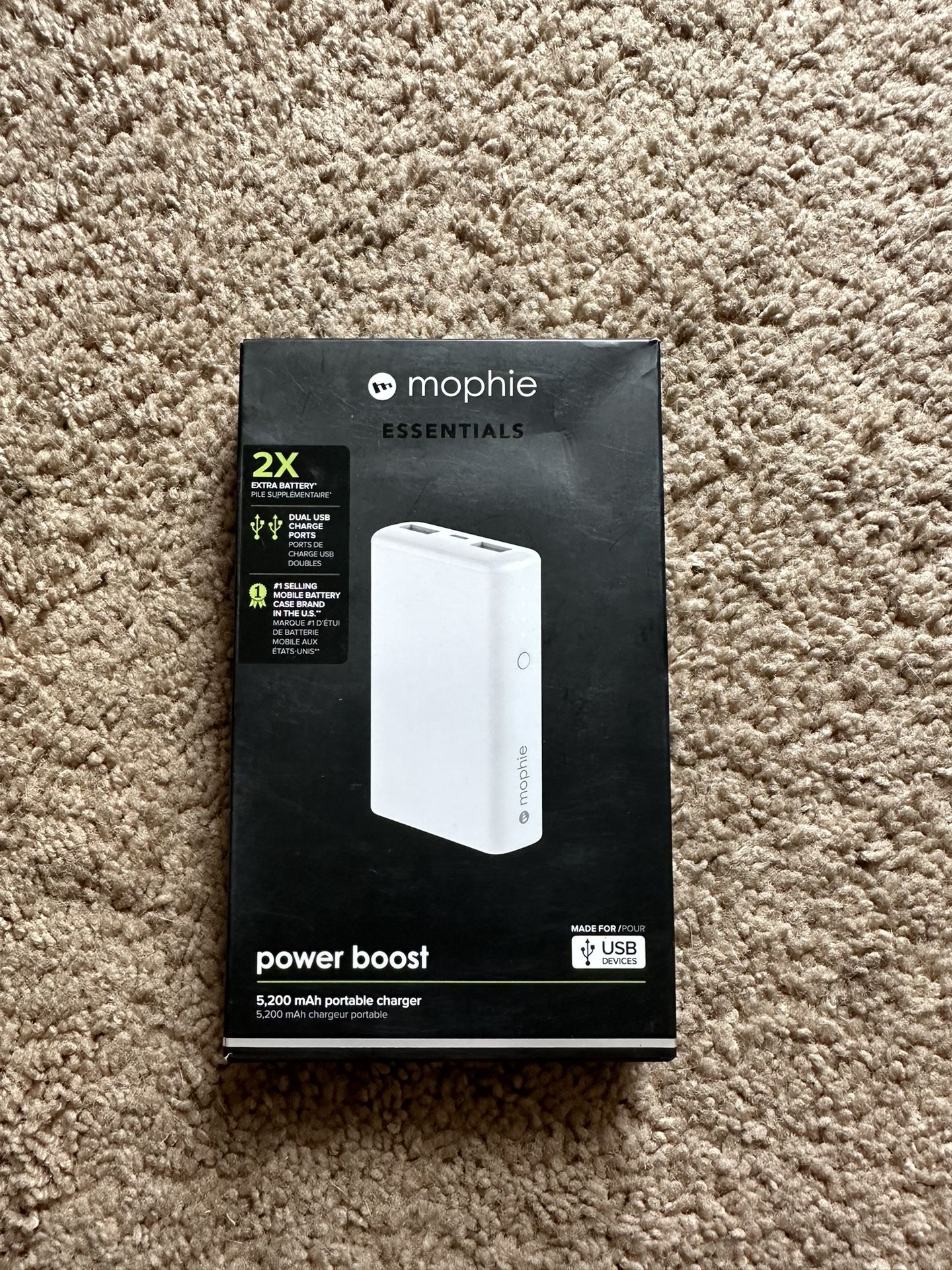 mophie Power Boost Universal 5200mAh Portable Power Charger Dual Charge Ports