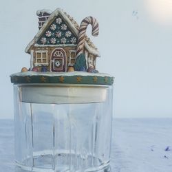 Christmas Ginger Bread House Jar with lid