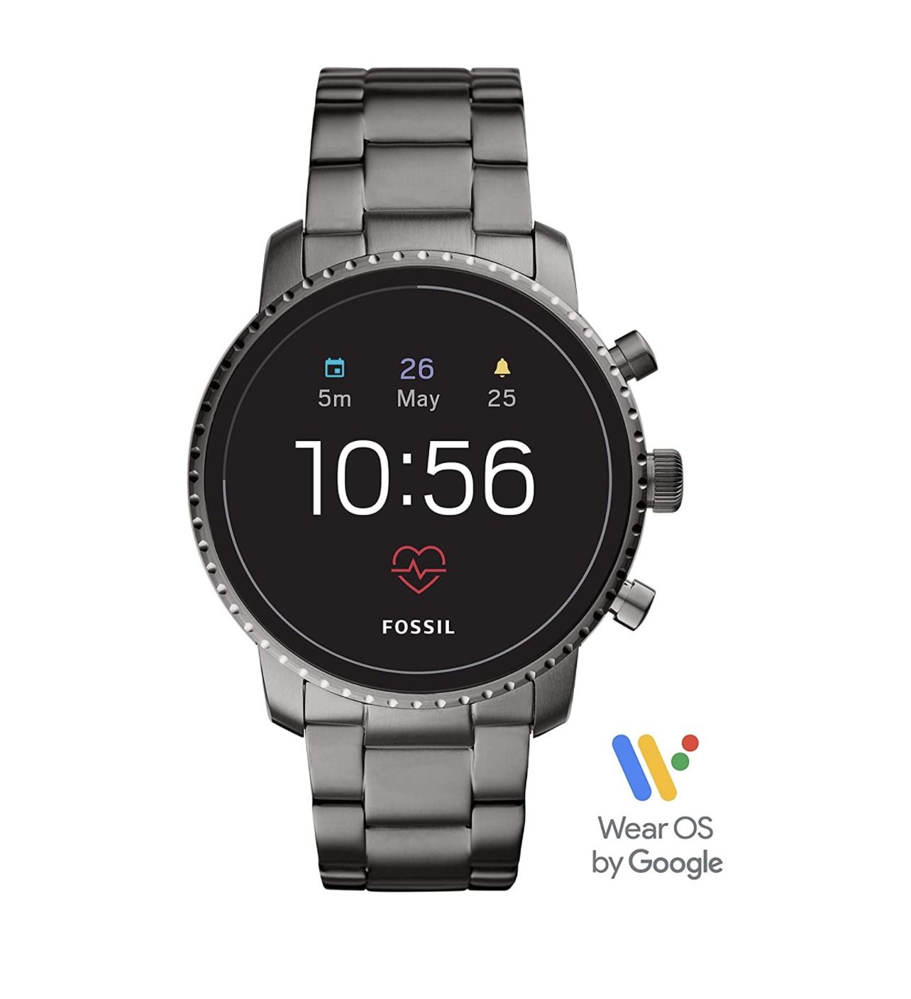 Fossil Men's Gen 4 Explorist HR Stainless Steel Touchscreen Smartwatch with Heart Rate, GPS, NFC, and Smartphone Notifications