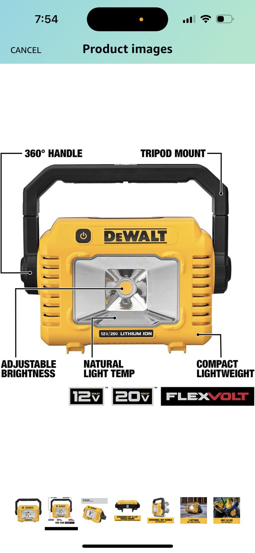DEWALT 12V/20V MAX LED Work Light, Compact with 360 Degree Rotating Handle, 2000  Lumens of Brightness, Cordless, Bare Tool Only for Sale in Houston, TX  OfferUp