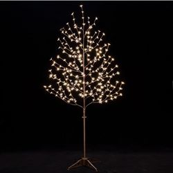 6ft Lighted Cherry Blossom Tree, 240 Warm White LED, Dimmable, Indoor Outdoor Home Garden Christmas Wedding Holiday Decor