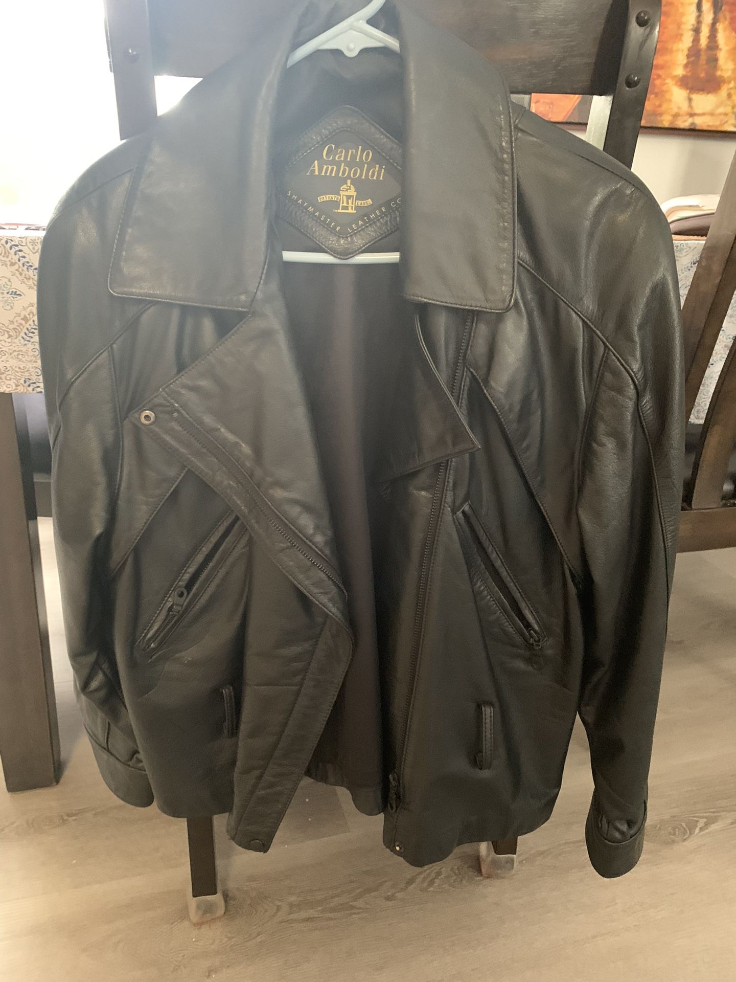 Black 100 % Leather Bomber Jacket