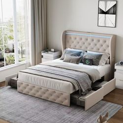 Brand new full-size bedframe with dresser drawer underneath for $100