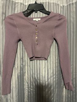 Purple cropped button up long sleeve